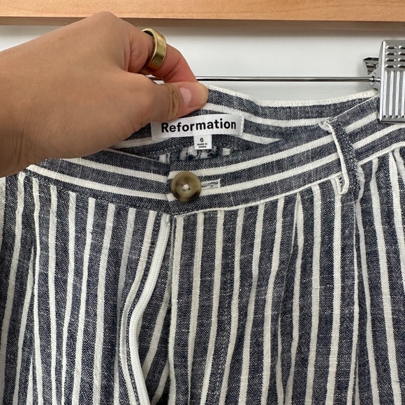 Reformation Black and White Striped Straight Leg Pants - Picture 4 of 4